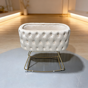 Cuna Colecho PZCN HOME Moderna de Lujo con Tela de Terciopelo, con Patas de Metal y Barandilla - Product Image 3