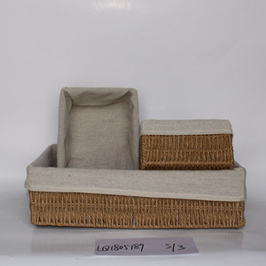 Paniers de rangement écologiques en saule naturel avec doublures en tissu et forme personnalisée - Product Image 2