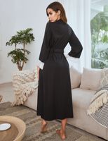 Robe de nuit en tricot unie de luxe pour l'automne et l'hiver, pyjama sexy en dentelle pour femme, tenue d'intérieur