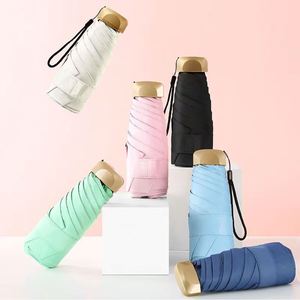 Sombrilla Plegable con Protección UV, Sombrilla de Bolsillo Portátil, 5 Pliegues, para Viajes de Verano, Súper Mini, Ligera, en Caja Dorada - Product Image 1