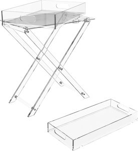 Hiện đại Acrylic TV khay 2-2 Tier phục vụ Khay bảng có thể gập lại đầu giường phòng ngủ nhà bếp đầu giường có thể gập lại kệ trưng bày - Product Image 3