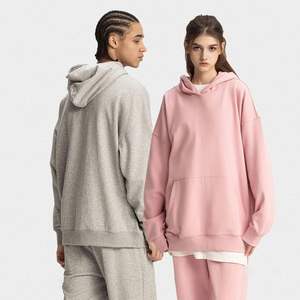 H5439 Sweat-shirts unisexes surdimensionnés de haute qualité, faible MOQ OEM, personnalisés, en coton mélangé 400 g/m², doublure en molleton français, sweat-shirts pour hommes - Product Image 4