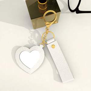 2025年かわいい創造的な小さなピーチハート型メイクミラーキーチェーンPUレザー - Product Image 5