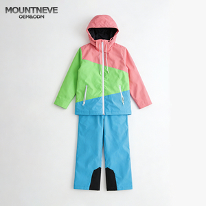 Traje de Esquí Impermeable Unisex para Niños con Diseño de Bloques de Color, 100% Poliéster, Aislamiento de Forro Polar, Resistente al <span class=keywords><strong>Viento</strong></span>, Costuras Selladas - Product Image 1