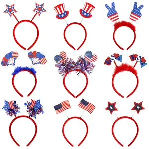 Bandas para el cabello del Día DE LA Independencia DE LOS Estados Unidos Sombrero de la bandera americana Bandas para el cabello Fiesta del Día DE LA Independencia Diadema de plástico Decoración