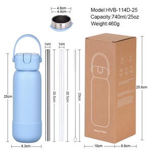 Botella de Agua Aislada al Vacío de Acero Inoxidable de Doble Pared de 740 ml, Tapa Abatible, Termo de Viaje, Asa Portátil, a Prueba de Fugas, 6-12 <span class=keywords><strong>Horas</strong></span> - Product Image 5