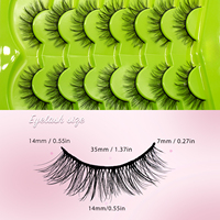 Vente en gros de 7 paires de faux cils en vison 3D, cils entiers et moelleux, longueur mixte, logo personnalisé, fournisseur, faux cils de 0,07 mm