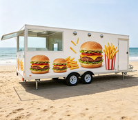 Remorque alimentaire mobile personnalisée à double essieu en acier au carbone, avec graphismes pour burgers et frites, chariot de concession commercial pour restauration rapide