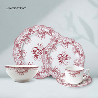 Rose Rose assiettes ensembles vaisselle assiette en céramique plateau plateau tasse à café soucoupe plats en gros