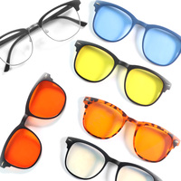 Montures optiques unisexes, lunettes anti-lumière bleue, haute transmission de la lumière, hommes femmes, 5 en 1, lunettes anti-lumière bleue à clip magnétique