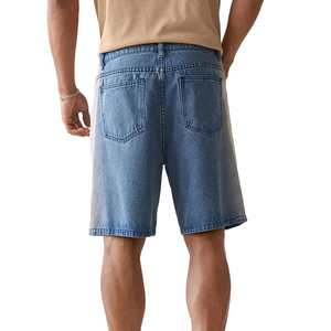 Pantalones cortos de mezclilla holgados para hombre lavados con logotipo personalizado de algodón peinado orgánico azul 100% clásico de alta calidad - Product Image 3