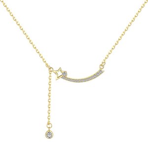Star Pattern Ladies 925 Sterling Silver Simple Clavicle Chain No Fading Jewelry Star Best collana per le donne - Product Image 2