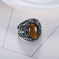 Mode Pas Cher Prix Homme Punk Bijoux Turquoise Pierre En Acier Inoxydable hommes Argent Plaqué Anneau Hommes gemme anneaux