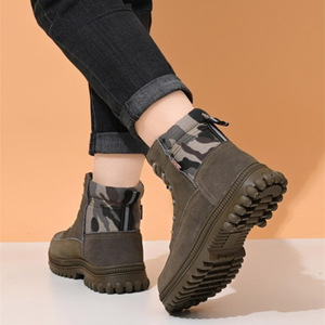 รองเท้าบูททำงานสีน้ำตาลสำหรับผู้ชาย พื้นยางกันลื่น ส้นเตี้ย รองเท้าเดินป่าเพื่อความปลอดภัย - Product Image 2