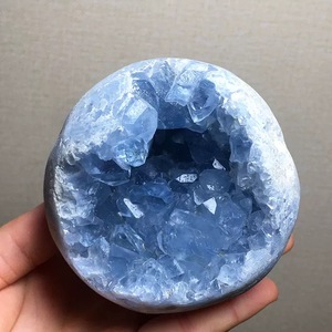 Bán buôn Chất lượng cao tự nhiên màu xanh celestite cụm nguyên tinh thể màu xanh celestite geode druzy - Product Image 6