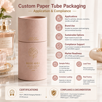 Emballage personnalisé en tube de papier écologique pour parfums, cosmétiques, bougies, soins de la peau, huiles essentielles, shampooings, coffrets cadeaux, logo en feuille d'or