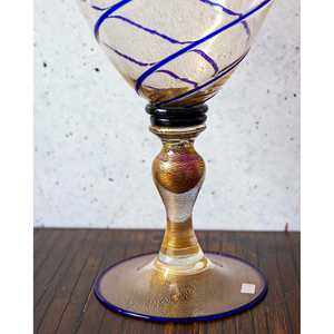 Jarrón Grande de Vidrio Soplado Gabbiani, Transparente con Rayas Azules, Diseño Minimalista de Lujo para Arreglos Florales en el Hogar, Material de Cristal - Product Image 2