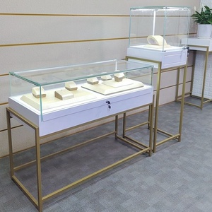 Vitrina Exhibidora <span class=keywords><strong>de</strong></span> Joyería Moderna <span class=keywords><strong>de</strong></span> Metal y Vidrio Templado con Iluminación LED y MDF - Product Image 4