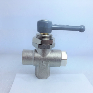 Vanne à boisseau sphérique Legris à trois voies, montage sur panneau, angle droit, filetage 1 1/2 pouce, acier au carbone, température normale, 0448 06 13 - Product Image 1