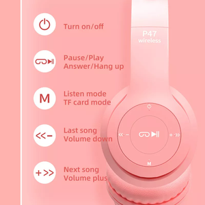 Offres Spéciales Led mignon P47 <span class=keywords><strong>chat</strong></span> <span class=keywords><strong>oreille</strong></span> casque Bt5.0 casque sans fil avec micro enfant fille stéréo P47M écouteur - Product Image 3