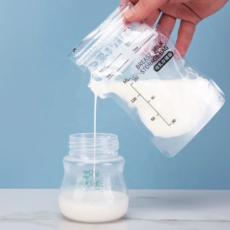 OEM tas penyimpanan susu payudara, tas penyimpanan susu payudara dengan ritsleting anti bocor bebas bpa