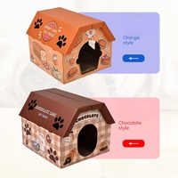 Lit pour chat en carton ondulé en forme de gâteau au chocolat avec griffoir, espace de repos moderne pour animaux de compagnie