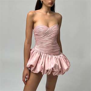 2025 été femmes Sexy Mini robe bustier tubulaire dos nu conception douce fille bourgeon robe nouvelle fête plissée élégante robe courte - Product Image 2