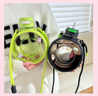 Gourde pour enfants Gym Sans BPA Plastique transparent 750ml Grande capacité Portable Sport Forme ronde Bouteille d'eau avec sangle