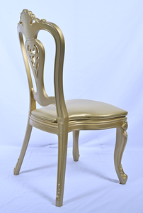 Sedia da Pranzo Moderna Barocca in Plastica Dorata di Lusso Sinofur con Cuscino Rimovibile per Matrimoni - Product Image 3