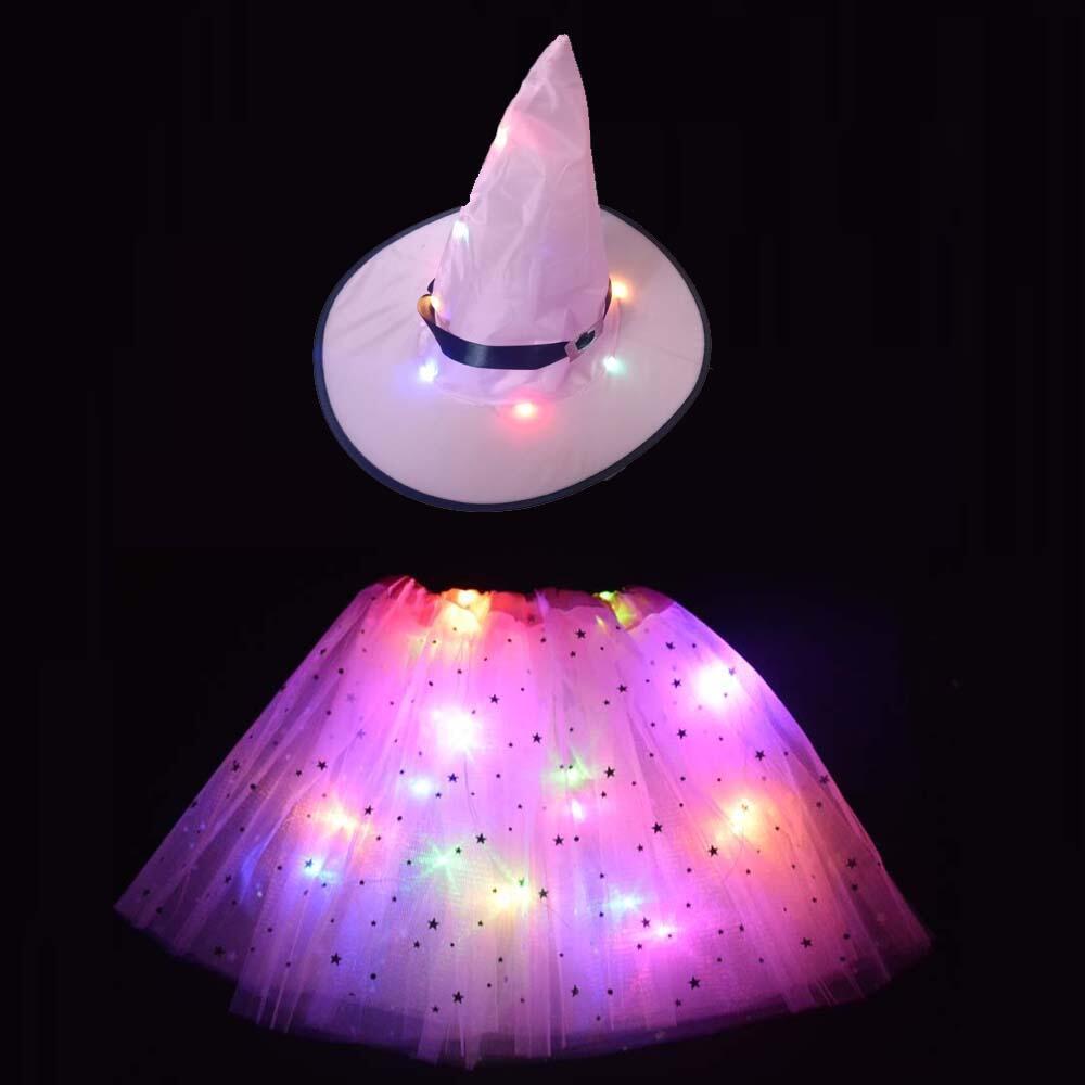 GREUS 2x Leuchtende Hexenhüte Mit Blutspritzern - LED-Horrorhüte Für Halloween, Cosplay & Kostümpartys