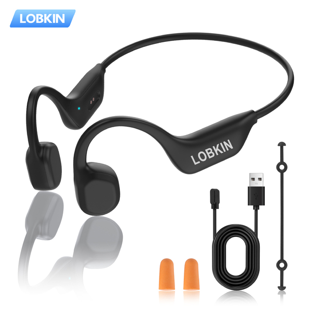 LOBKIN Bone Conduction Wireless 6.0 Swimming Headphones Underwater IPX6 Waterproof Open Ear Sports LED 5-10 Hours Playtime