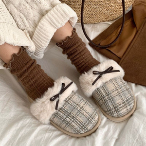 New Casual Winter Warm Slippers Cute Bow Tie PVC Couple Set - Product Image 3
