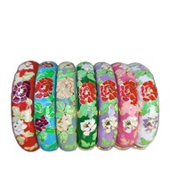 Bracelet manchette articulé vintage en émail cloisonné, motif floral coloré, fait main, esthétique, bijoux cadeaux