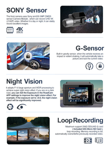 Caméra embarquée double <span class=keywords><strong>4K</strong></span> avec vision nocturne, connexion Wi-Fi, capteur <span class=keywords><strong>Sony</strong></span> IMX335, GPS, moniteur de stationnement - Product Image 5