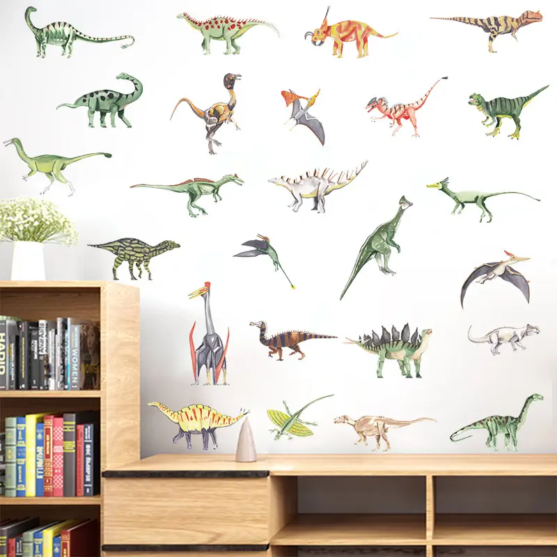 New Fashion Cartoon Dinosaur Wall Sticker Wallpaper Diy Decal For Living Room Kids Bedroom 3D Baby Nursery Wall Decor Stickers