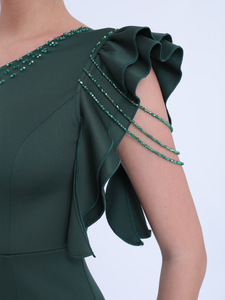 <span class=keywords><strong>Robe</strong></span> de soirée longue asymétrique à col oblique et volants, coupe ajustée, pour <span class=keywords><strong>demoiselle</strong></span> <span class=keywords><strong>d</strong></span>'<span class=keywords><strong>honneur</strong></span> - Product Image 4
