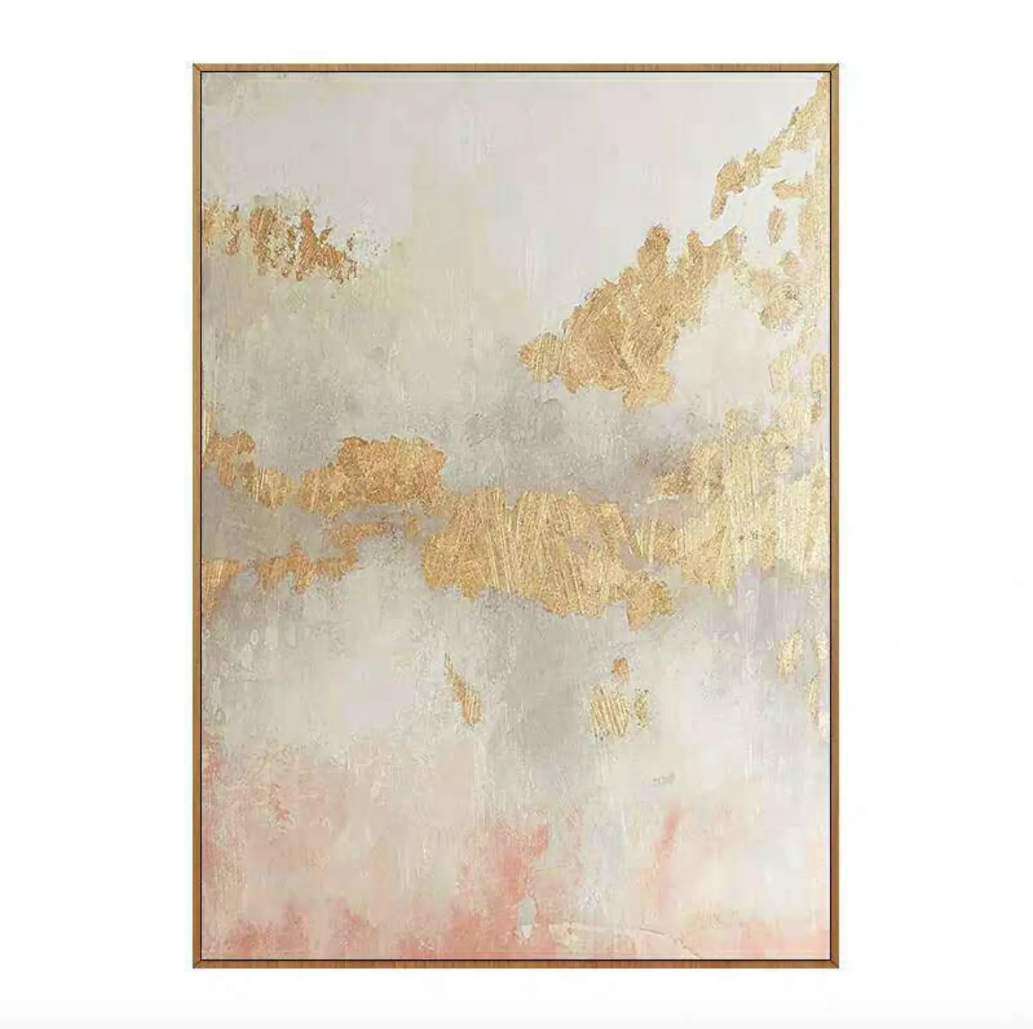 Good Quality Vertical 100% Hand Painted Modern style Abstract Golden Foil Acrylic Oil Painting for Wall Decoration