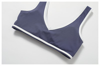Soutiens-gorge de sport personnalisables avec logo, col en V profond, dos en V, color-block, larges bretelles, haute élasticité, pour femmes, course à pied et yoga