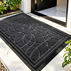Tapis de porte d'entrée rectangulaire moderne en caoutchouc 45x75cm, tapis d'entrée robuste antidérapant et lavable, livraison directe UE - Product Image 1