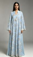Robe Abaya Musulmane Brodée d'Appliques d'Été - Grande Taille Respirante Dubaï Jalabiya