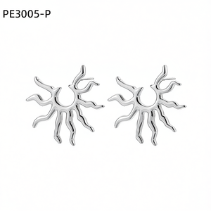 Pendientes Amy Amy Sun Stud de aleación chapada en plata, joyería de moda para mujer, regalo, diseño moderno PE3005 - Product Image 5