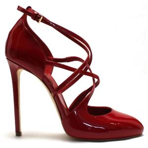 लक्जरी सुरुचिपूर्ण कारखाना प्रत्यक्ष महिला लाल पेटेंट चमड़े के पम्प स्ट्रैपी टेसी पैर की अंगुली उच्च एड़ी कस्टम लोगो कार्यालय पार्टी थोक - Product Image 4