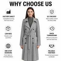 Manteau long en laine surdimensionné pour femmes grandes tailles, à double boutonnage, ceinturé, à revers, pour l'hiver, vêtements d'extérieur amples pour femmes