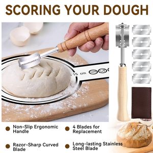 Kit complet de matériel de boulangerie pour pain au levain avec pot de levain, panier de fermentation, écharpe à pain, lame, <span class=keywords><strong>fouet</strong></span> à pâte danoise, sacs - Product Image 5