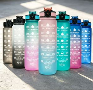 Botella de Agua Deportiva de Plástico de 1000 ml, Económica, con Logotipo Personalizado, para Gimnasio, Fitness, Motivacional, con Tapa y Pajita, en Venta - Product Image 2