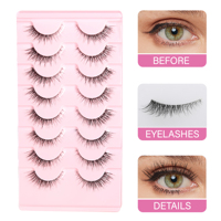 Faux cils naturels noirs courbés en C, sans cruauté, réutilisables, effet vaporeux, bande complète, logo personnalisé pour salon, revendeur, vente en gros