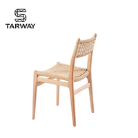 Chaise de salle à manger en rotin avec cadre en bois massif et assise en corde de papier tressée, idéale pour les hôtels, les banquets, les restaurants et les cafés – Vente en gros à prix réduit