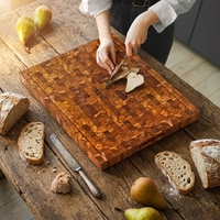 Planche à découper en bois d'acacia massif de 1,5 cm d'épaisseur, avec finition à la cire d'abeille, aux huiles de lin et de citron, idéale pour hacher