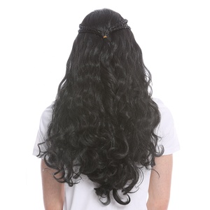 <span class=keywords><strong>Peluca</strong></span> sintética negra larga media arriba media abajo para hombre - Product Image 2