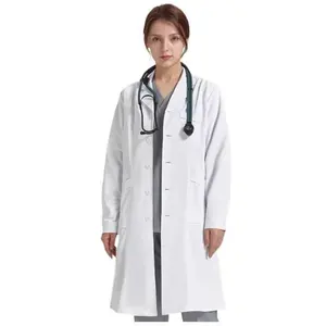 Camice Bianco di Alta Qualità per Personale Medico, Uniforme Infermieristica a Maniche Lunghe Unisex, Uniforme Isolante a Maniche Corte - Product Image 6